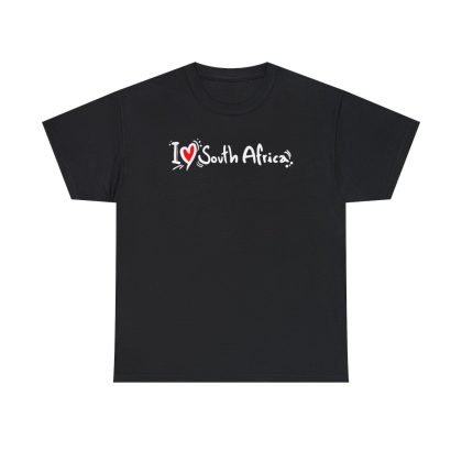 I Love South Africa Unisex Heavy Cotton Tee – Black, 3XL