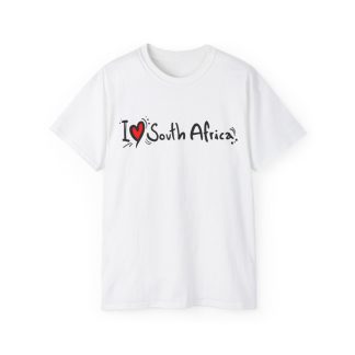 I Love South Africa Unisex Ultra Cotton Tee – White, M