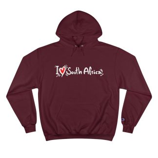 I Love South Africa Champion Hoodie – Maroon, M