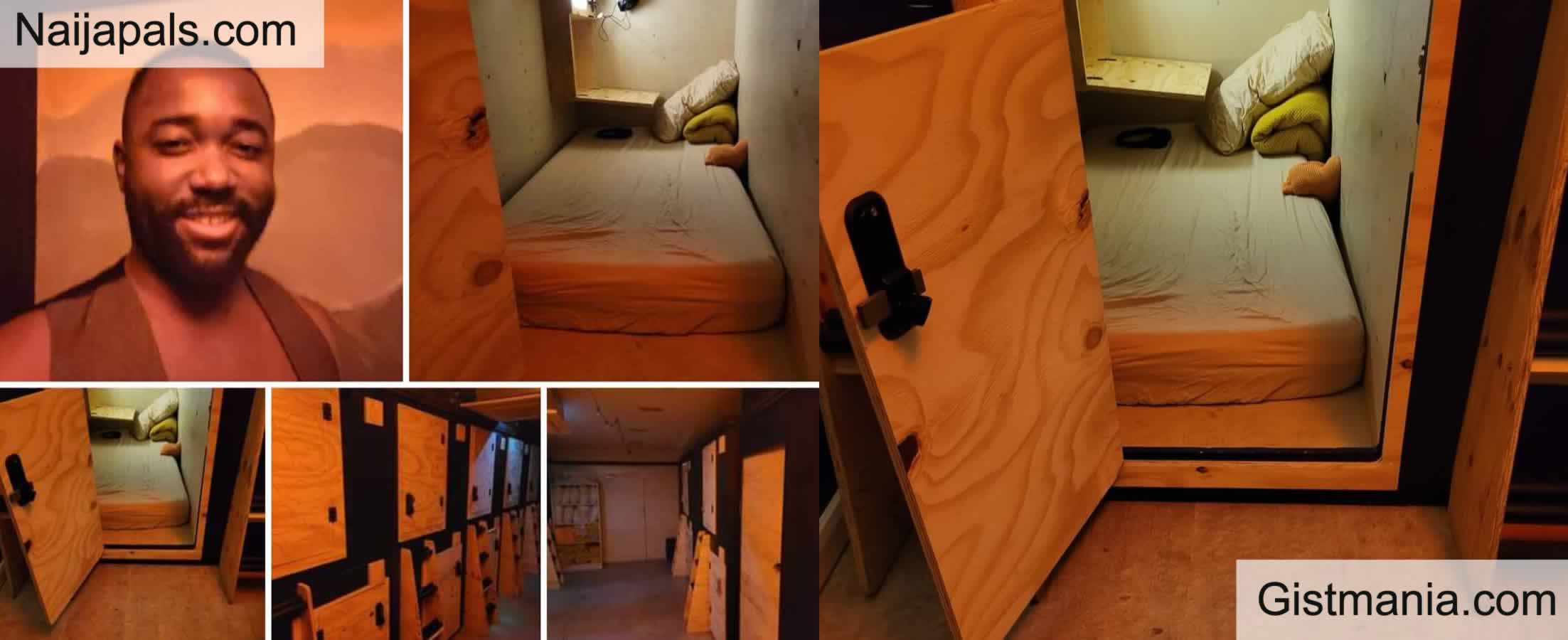 US-Based Nigerian Man Shows Sleeping 'Box' Where Many Who Recently Relocated Pay To Sleep For 8