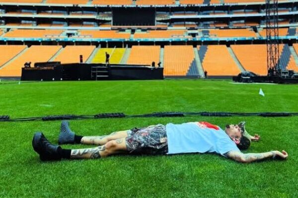 Chris Brown lands in South Africa, visits FNB Stadium